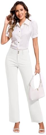 KICZOY Women Dress Pants Stretch Business Straight Leg with Pockets Wear to Work Casual 2026 Suitpants