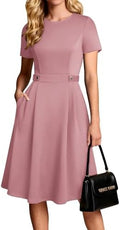 GRACE KARIN Women's 2026 Short Sleeve Church Work Midi Dresses with Pockets