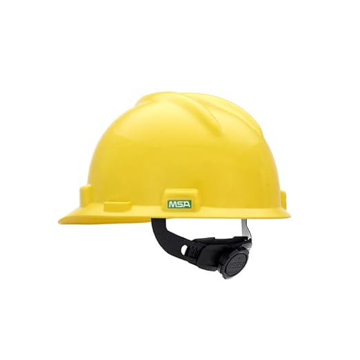 MSA 477479 V-Gard Cap Style Safety Hard Hat With Fas-Trac III Ratchet Suspension | Polyethylene Shell, Superior Impact Protection, Self Adjusting Crown Straps - Small Size in Yellow