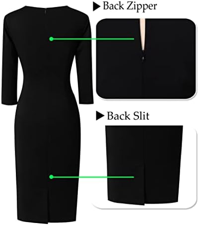 VFSHOW Womens Work Business Office Zipper Up Slim Bodycon Sheath Dress