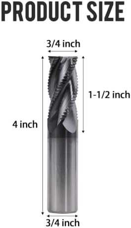 3/4" 4 Flute Roughing End Mill AlTiN Coated Carbide, 1Pcs
