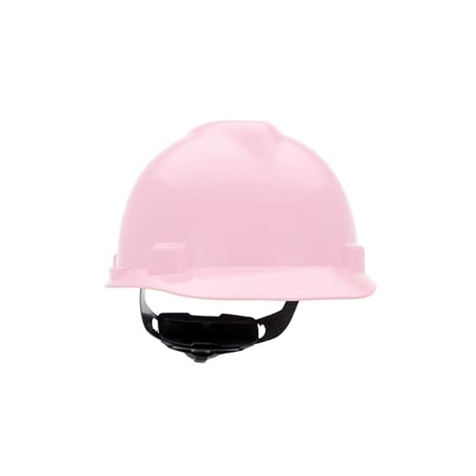 MSA 495862 V-Gard Cap Style Safety Hard Hat With Fas-Trac III Ratchet Suspension | Polyethylene Shell, Superior Impact Protection, Self Adjusting Crown Straps - Standard Size in Pink