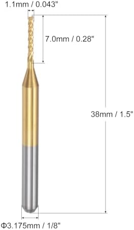 uxcell 10Pcs 1.1mm Titanium Coat Carbide End Mill Engraving Milling Cutter CNC Router Bits for PCB Machine, 1/8" Shank