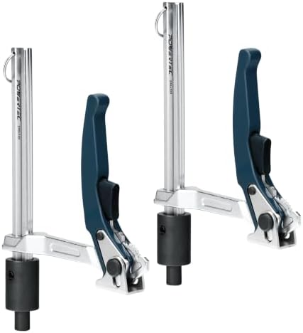 POWERTEC Welding Clamps, 2 PK, for 5/8" Fixture Holes (72235-P2) | Quick-release ratchet, 999 lb clamping force, 7-3/4" capacity, 4-3/4" throat depth, welding tables & workbenches