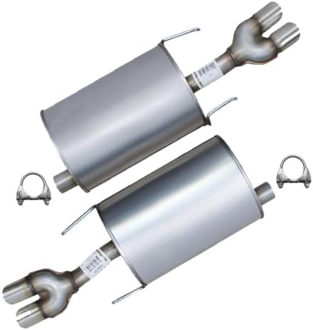 Northeastern Exhaust | Stainless Steel Driver & Passenger Side Dual Tip Muffler Exhaust System Kit Compatible for Pontiac Grand Prix 2003-2008 3.8L | Free Clamps Included | Automotive Replacement Part