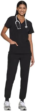 COZYFIT Scrubs for Women Set - Stretch V-Neck & Jogger Pant with 9 Pockets
