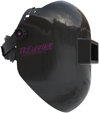 Tefuawe Black Chopped Fiberglass Sugar Scoop Welding Helmet, Medium Cut Top and Bottom Pipeline Welding Hood