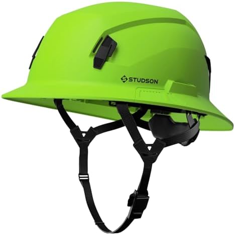 STUDSON SHK-1 Full Brim Safety Helmet Non-Vented: ANSI/ISEA Z89.1 Type II Compliant (R 2019), Lightweight & Breathable, NFC Emergency Contact Chip, One Size, Class E Protection