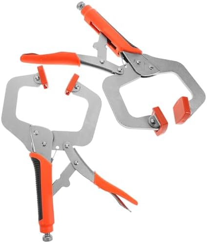 2pcs 11-inch C-clamp Workholding Devices with Non-slip Handle and Safety Plastic Guard, Heavy Duty Locking Pliers for Woodworking, Pipe Clamping, and Home Improvement