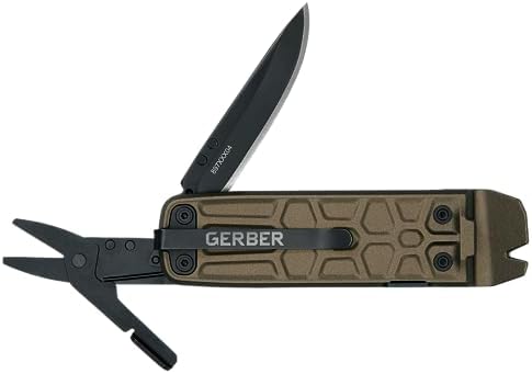 Gerber Lockdown Slim Pry 7-in-1 EDC Keychain Multitool, Knife, Burnt Bronze