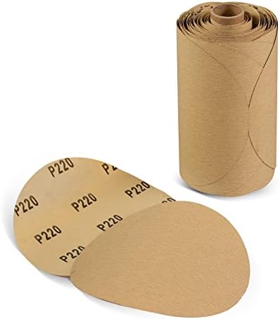 CowboyBOB 100 PCS 6 Inch PSA Sanding Discs 220 Grit Sandpapers Self Adhesive Sticky-Back Sandpaper for Deburring and Blending Sanding Discs Roll Application on Industrial and Woodworking