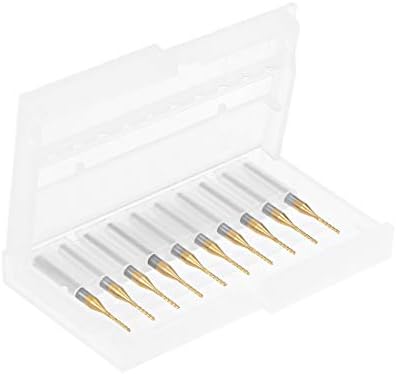 uxcell 10Pcs 1mm Titanium Coat Carbide End Mill Engraving Milling Cutter CNC Router Bits for PCB Machine, 1/8" Shank