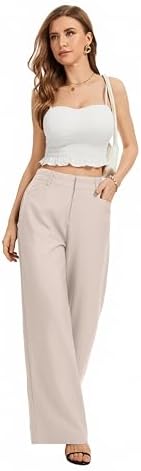 FUNYYZO Wide Leg Dress Pants for Women Work Slacks Business Casual Outfits