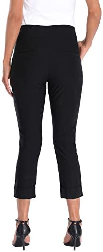 HDE Pull On Capri Pant for Women w/Pockets Elastic Waist Cropped Work Pant