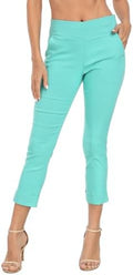HDE Pull On Capri Pant for Women w/Pockets Elastic Waist Cropped Work Pant