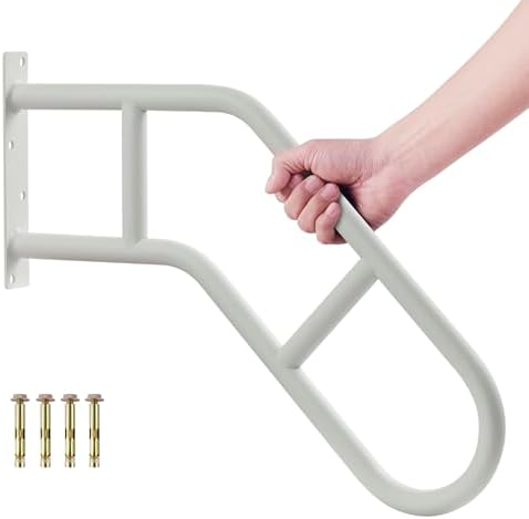 Hand Rails for Outdoor Steps & Elderly (Max 800LBS),U-Shape Wall Mount Stair Railing, Porch, Deck & Garden Grab Bar, Safety Handle for Garage, 1 Pack