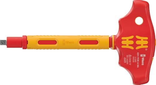 05005121001 410 i VDE A RA VDE-insulated T-handle adapter screwdriver with ratchet functionality for 1/4" sockets, 1/4" x 130 mm