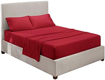 Hearth & Harbor RV Short Queen Size Sheets - 4 Piece Bed Sheet Set, Hotel Luxury Double Brushed Bed Sheets - Extra Soft Bedding Sheets & Pillowcases, Short Queen, Burgundy