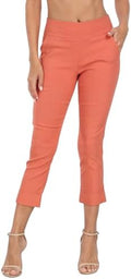 HDE Pull On Capri Pant for Women w/Pockets Elastic Waist Cropped Work Pant