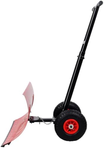 29" Snow Shovel with Wheels, Heavy Duty Metal Snow Pusher with Adjustable Handle & 5 Position Angled Blade, Ergonomic Wheeled Snow Plow for Driveway Sidewalk Yard Snow Removal