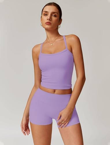 QBGJTD Two Piece Workout Sets For Women Tank Top Matching High Waist Booty Lifting Shorts Gym Yoga Active Wear Outfits