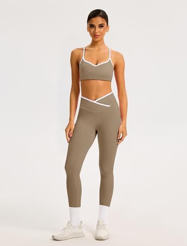 ABOCIW Workout Sets for Women 2 Piece Color Block Strappy Sports Bra High Waist Shorts Gym Yoga Pilates Outfits