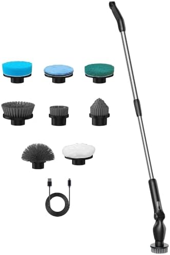 Electric Spin Scrubber with Adjustable Brush Heads (Black)