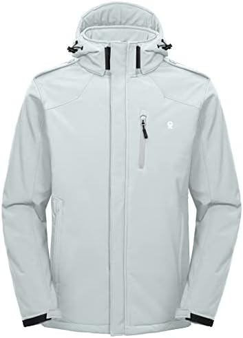Little Donkey Andy Men's Warm Sherpa Lined Winter Softshell Jacket Windproof Mountain Ski Snow Coat with Removable Hood