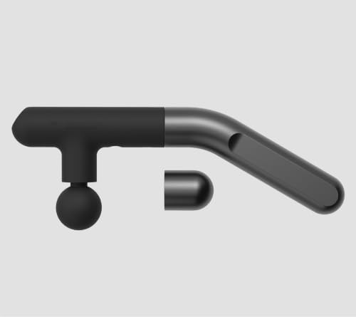 Sharper Image PowerBoost Reach Massage Gun| Guided Massage Program| iOS Android Apple Watch App| Hot + Cold Therapy| Touchscreen| Extension Handle| Deep Tissue Percussion Massager| Gifts for Men Women