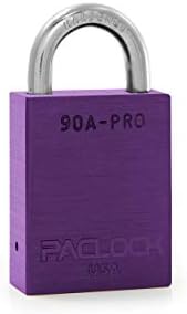 PACLOCK's 90A-PRO Padlock, 1/4" Diameter Hard. Steel Shackle, 3/4" Tall, High Performance 7-Pin Cylinder w/ 1 Key, Keyed Alike, Purple