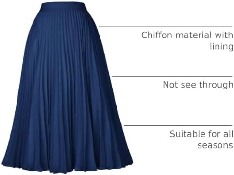 GRACE KARIN Pleated Midi Skirt for Women Chiffon A-Line Outfits