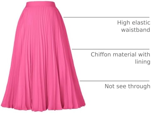 GRACE KARIN Pleated Midi Skirt for Women Chiffon A-Line Outfits