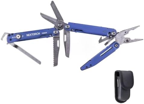 NEXTORCH PIONEER MT20 14-IN-1 Multi-tools Full-Size,Multi-tool Set with Scissors Needle Nose Pliers Pocket Clip Multi-tool for DIY Home Outdoors Everyday Carry Men Gift Color (BLUE with Glass Breaker)