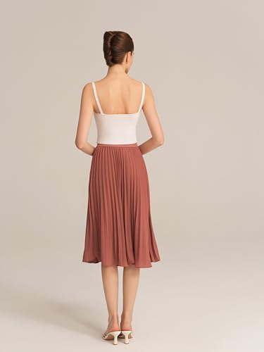 GRACE KARIN Pleated Midi Skirt for Women Chiffon A-Line Outfits
