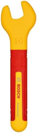 Bosch Professional VDE Wrench - 10mm (15° Jaw Position, Certified up to 1000V, Thermoplastic Elastomer (TPE) Insulated