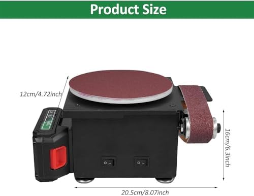 Grinder， 6000WA Lithium Battery Dual-Purpose Electric Miniature Grinding And Polishing Machine, 6-Inch Sand Disc Grinder+Belt Sander, with 10 Abrasive Belts +10 Discs of Sandpaper Suitable for DIY Gri