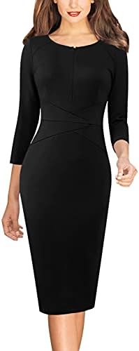 VFSHOW Womens Work Business Office Zipper Up Slim Bodycon Sheath Dress