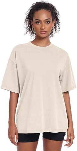 Womens Vintage Oversized T Shirts Acid Washed Baggy Cotton Tee Workout Gym Shirts Boyfriend Short Sleeve Tops