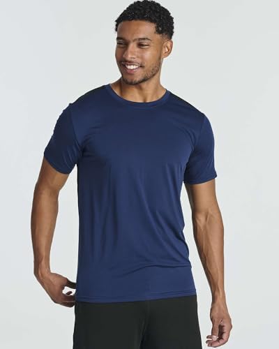 5 Pack Men's Dry Fit Workout T Shirts Crew Neck Athletic Gym Running Tees