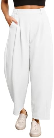 EVALESS Womens Wide Leg Barrel Pants with Pockets