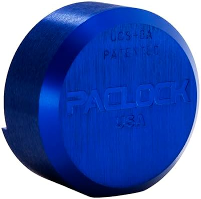 PACLOCK's 8-Series Stepped-Back Puck, High Security Rotating Disc, Manufacturer-Controlled Key Assigning, Exclusive Key Number, U-Pick! Keyed Alike w/ 1 Key, Blue