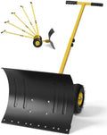 Outvita Snow Shovel with Wheels, 24" Wide 18" Long, Black & Yellow