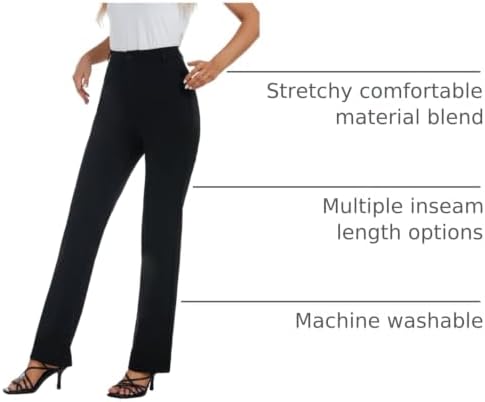 iChosy Women's Stretch Straight Leg Dress Work Pants Business Casual Slacks