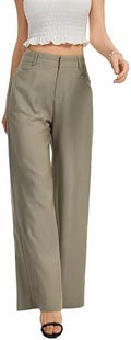 FUNYYZO Wide Leg Dress Pants for Women Work Slacks Business Casual Outfits