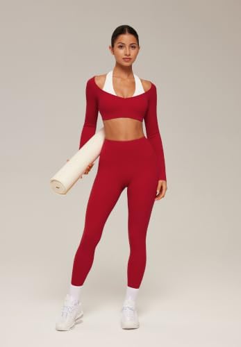 SUUKSESS Women 2 Piece Workout Sets Double Layer Padded Pilates Outfits