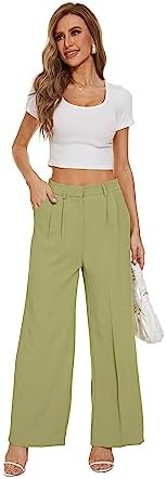 FUNYYZO Wide Leg Dress Pants for Women Work Slacks Business Casual Outfits