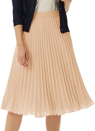 GRACE KARIN Pleated Midi Skirt for Women Chiffon A-Line Outfits