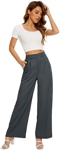 FUNYYZO Wide Leg Dress Pants for Women Work Slacks Business Casual Outfits