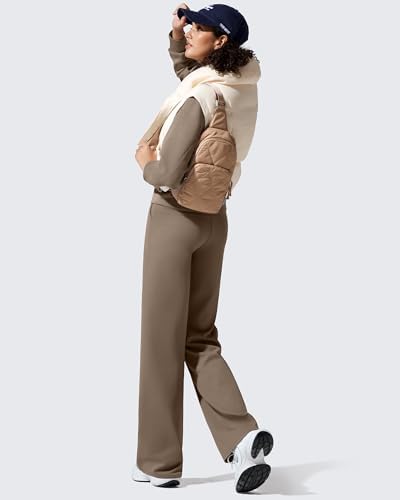 G4Free EverGoing Fleece Lined Wide Leg Pants for Women Dressy Work Casual