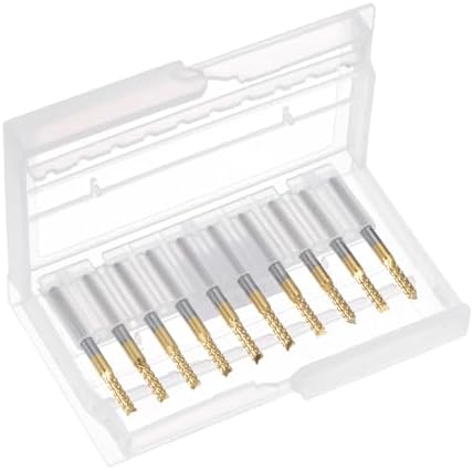 uxcell 10Pcs 2.7mm Titanium Coat Carbide End Mill Engraving Milling Cutter CNC Router Bits for PCB Machine, 1/8" Shank